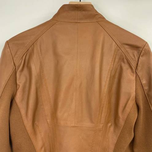 Marc New York Andrew  Leather Moto Jacket Chic Felix Whiskey Brown Womens Large