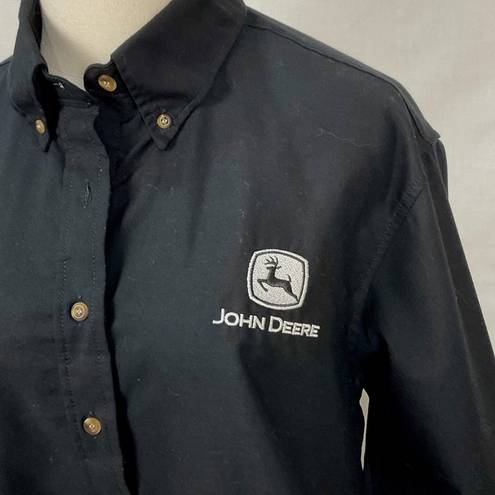 John Deere  Black Shirt by Red Kap Collared Button Front Work Shirt Ladies Sz 18