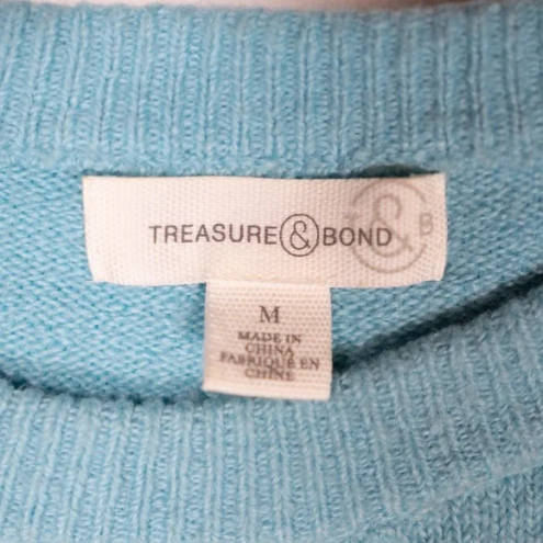 Treasure & Bond  Crewneck Pullover Stretch Knit Long Sleeve Pullover Sweater Blue