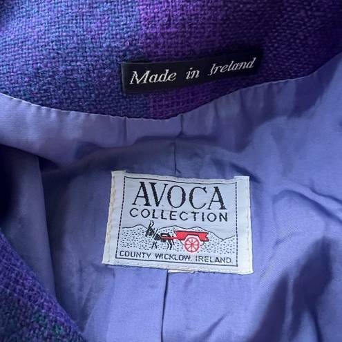 Vintage Avoca Collection Wool Woven Purple Jacket Made in Ireland L Size L