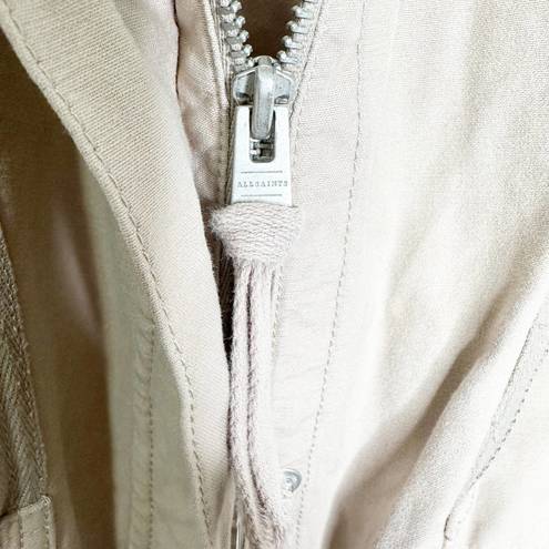 ALLSAINTS  Womens Utility Jacket Skylar Parka Cinches Waist & Hem Tan Medium FLAW