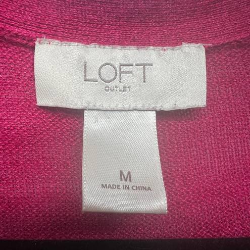 The Loft  Silk Ramie Blend Long Sleeve Open Front Women's Pink Cardigan Size Medium