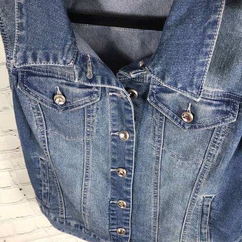 Style & Co  Denim Vest with jeweled buttons Size Medium