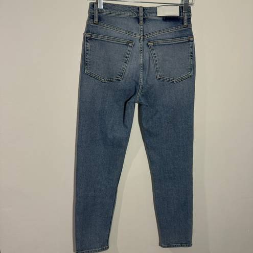 RE/DONE New  90s High-Rise Ankle Crop Jeans In Mid 90s Wash Button Fly Size 25