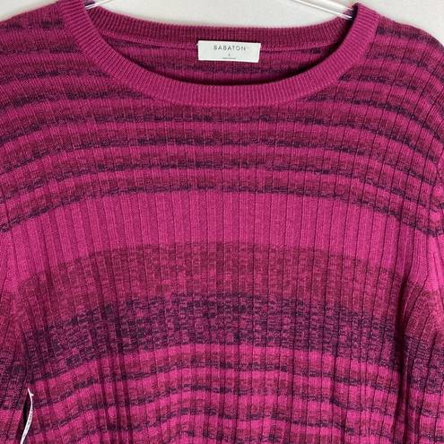 Babaton  Nathaniel space dyed striped cropped sweater in raspberry size Large NWT