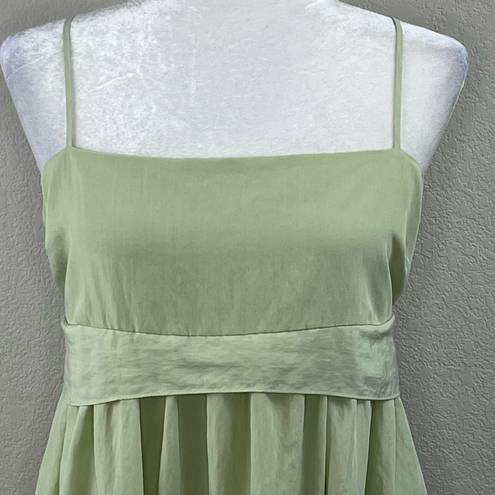 Vince  Sweet Grass Green Bow-Back Pleated Square Neck Midi Dress Medium NWT