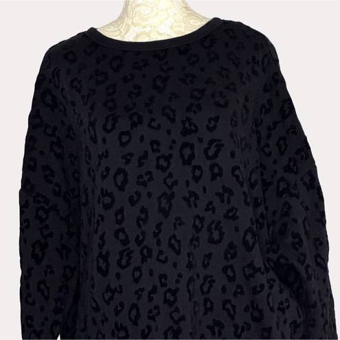 Z Supply  Flocked Velvet Animal Pattern Split Back Sweatshirt Top S