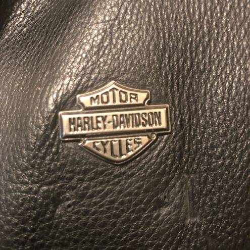 Harley Davidson Harley~Davidson Leather Jacket Sz. XL Big Logo Zipper Cuff Pockets Lined Women