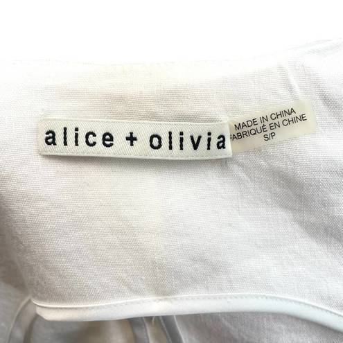 Alice + Olivia  Jenice Lace Inset Open Front Blazer White Linen Size Small