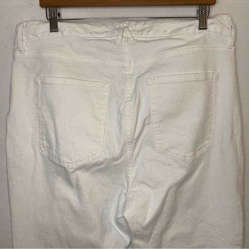 Good American  Good Legs Straight White Jeans Raw Hem Ankle size 18 Plus