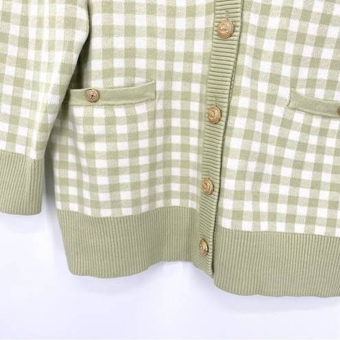 Joie  Gingham Boyfriend Oversized Cardigan Sweater New