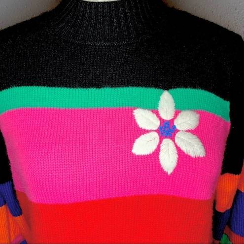 Sag Harbor  Rainbow Striped Mock Turtleneck Sweater