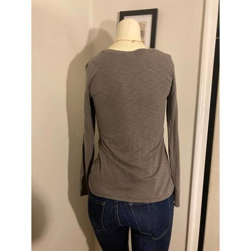 Max Studio  size xs women’s long sleeve top gray xsmall tee plain basic casual