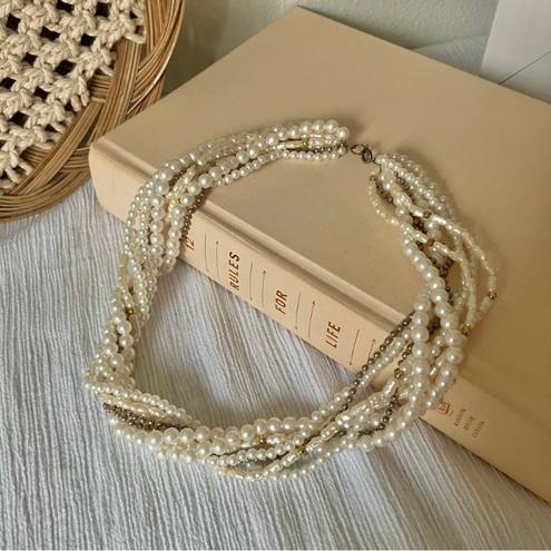 American Vintage Vintage “Hettienne” Mixed Pearls Multi Strand Necklace 18” Freshwater Gold Silver