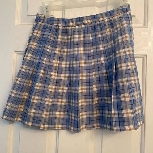 Urban Outfitters U.O.  Plaid Mini Pleated Skirt Blue & White Sz S