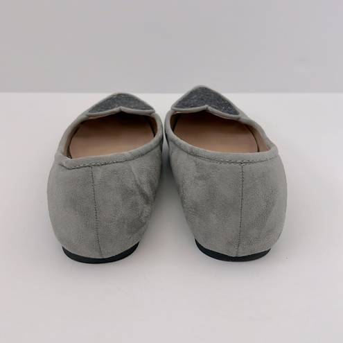 Penny Loves Kenny  Heart Glitter Sequin Pointy Toe Gray Suede Flats