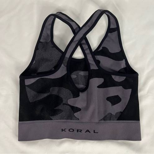 Koral  Womens Size S Black Grey Sparrow Seamless Sports Bra Gym Camo Compression