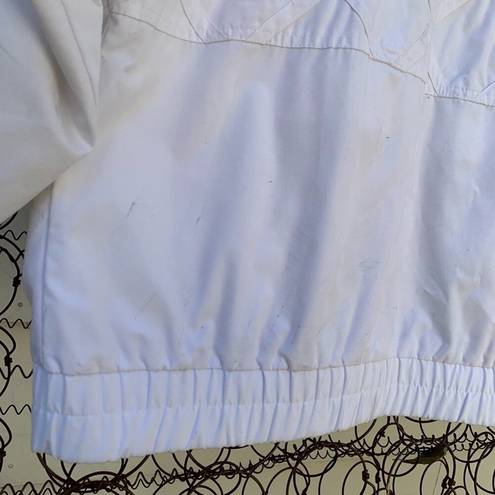 London Fog Vintage 90s  white lattice front bomber jacket