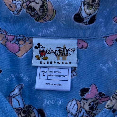 Disney Vintage Walt  World Sleepwear Minnie & Mickey Button-up Top