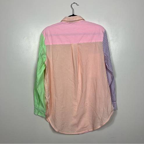 English Factory  Colorblock Button Up Shirt Size Medium Striped Colorful Tunic