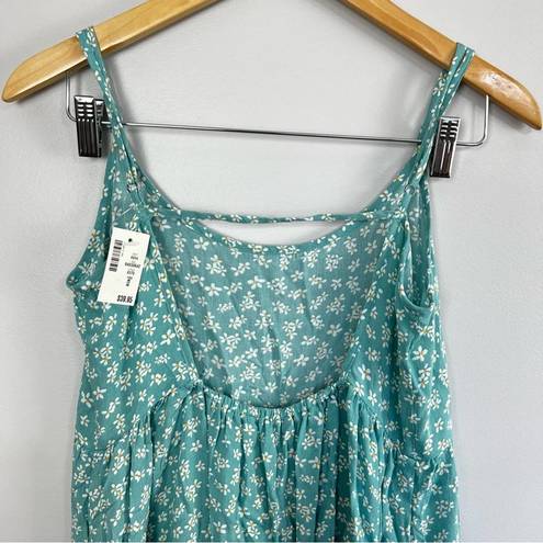 Aeropostale NWT Retro Floral Spaghetti Strap Ruffle Mini Teal Dress Size Small