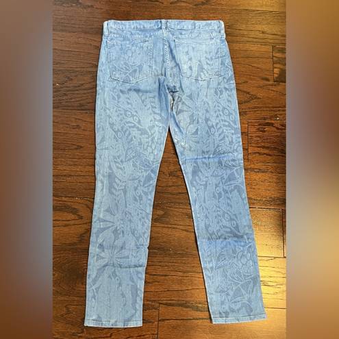 J.Crew  Women’s Light Wash Leaf Print Ankle Length Toothpick Skinny Jeans