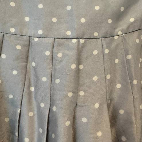 Brooks Brothers  Gray Silk Polka Dot Print Pleated Knee Length Skirt Size 8