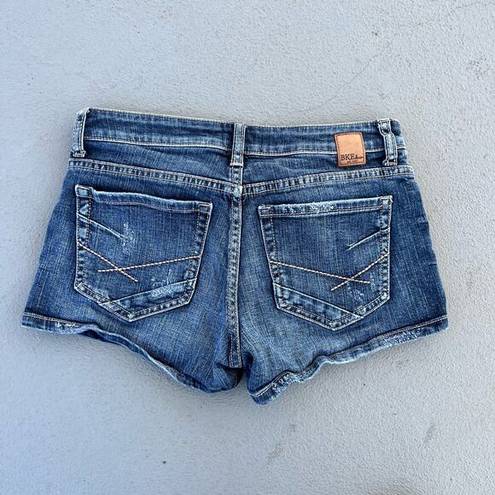 BKE  Stella Mid Rise Distressed Whisker Front Jean Shorts Size 26