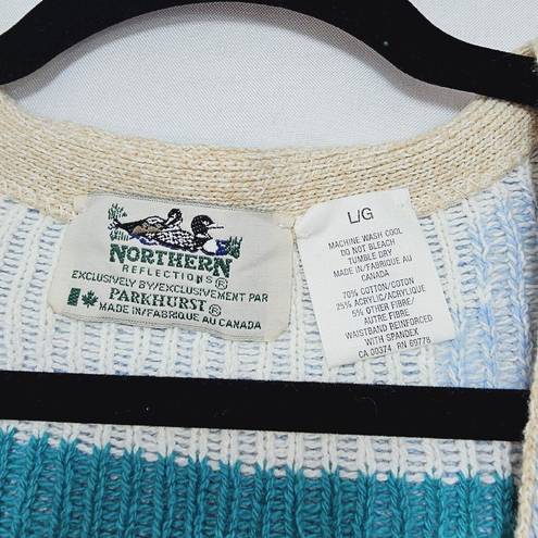 Northern Reflections  Womens Size L Nautical Costal Grandma Cotton Sweater Vest