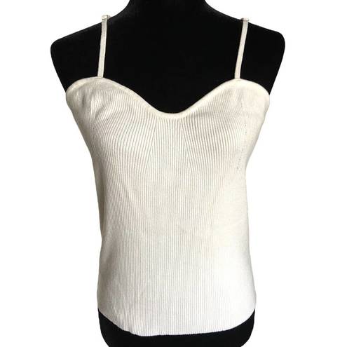 Petal  Dew Womens Cami Top Size XL Soft Ribbed Knitted White Adjustable Strap NEW