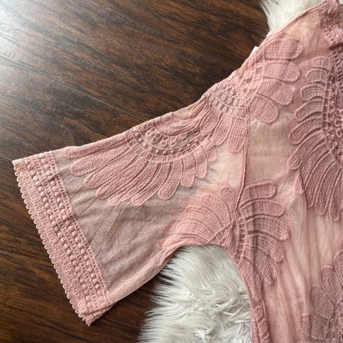 JODIFL Blush Pink Lace Mandala Kimono Wrap