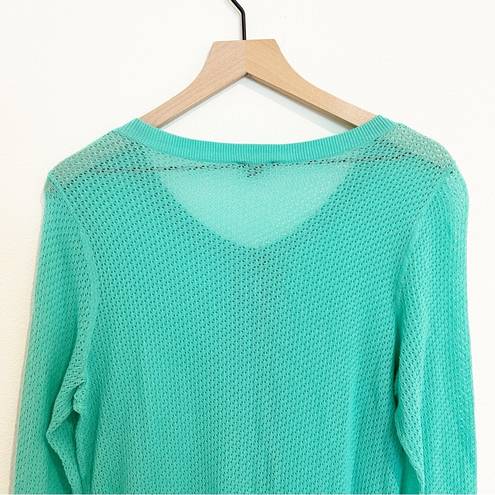 Talbots  Women’s Mint Green Waffle Knit Pima Cotton Cardigan Size Medium