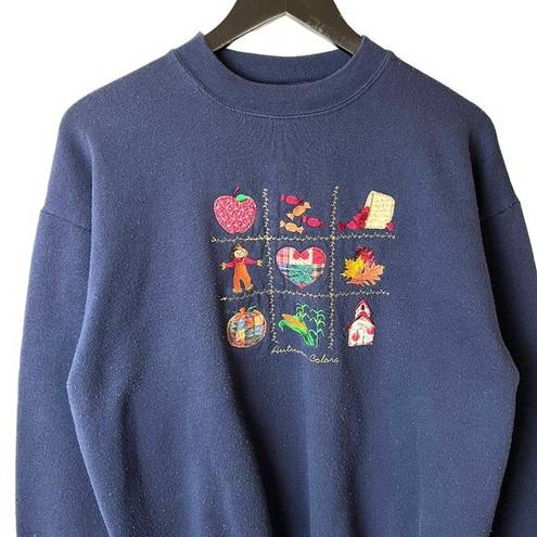Urban Outfitters Vintage Autumn Colors Crewneck Sweatshirt Blue Medium M