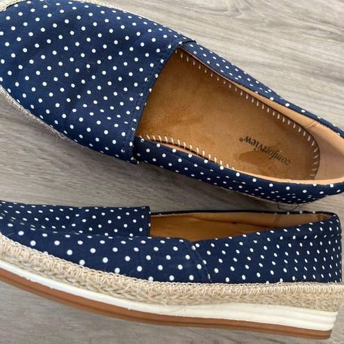 Comfortview  9.5 Wide Width Blue Polka Dot Spencer Espadrilles