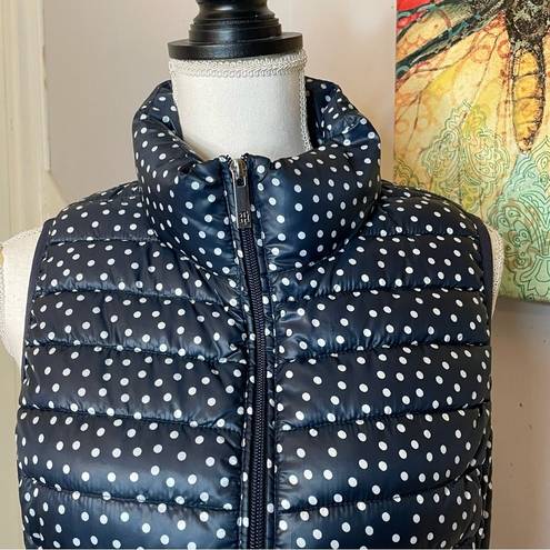 Tommy Hilfiger  Womens Puffer Vest packable Size small Navy Polkadot Quilted