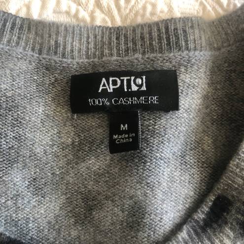 Apt. 9  Cashmere Grey & Black Leopard Animal Print Button Up Sweater