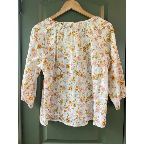 Anthropologie Hester & Orchard New York  Floral Boho Blouse Top Size Small