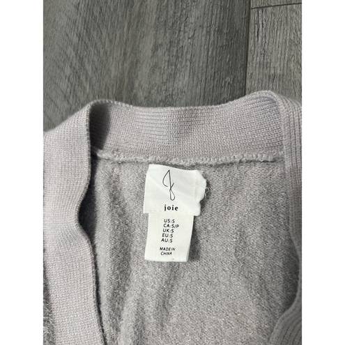 Joie  ultra soft fuzzy cardigan sweater light Gray Front Button- Small