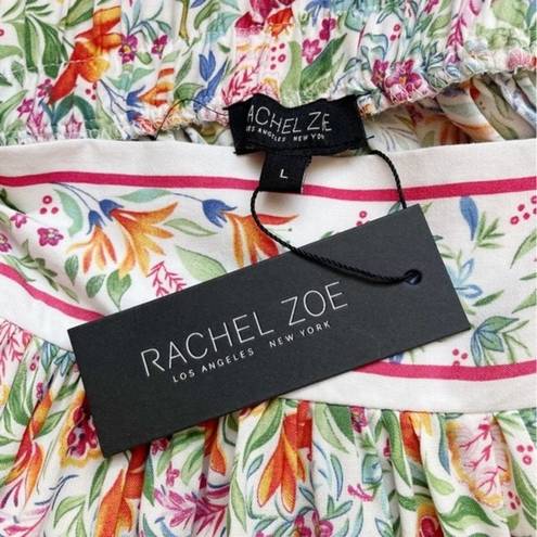 Rachel Zoe NWT  Floral Mini Skirt With Contrasting Band Preppy Pleats Size Large