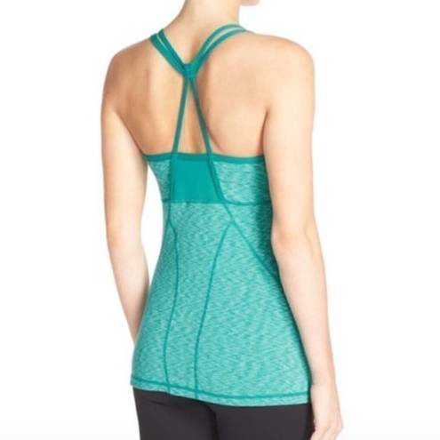 Zella  Showstopper Space Dye Tank Teal Green White Scoop Neck Racerback Active S