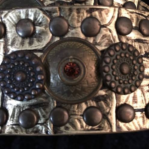 Vera Pelle  Authentic Leather Metal Stone Croc Belt