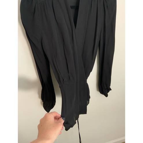 L'Agence  Black Wrap Blouse