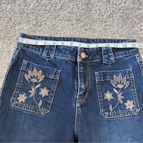 Pilcro  Embroidered Flower Flare Boho Jeans