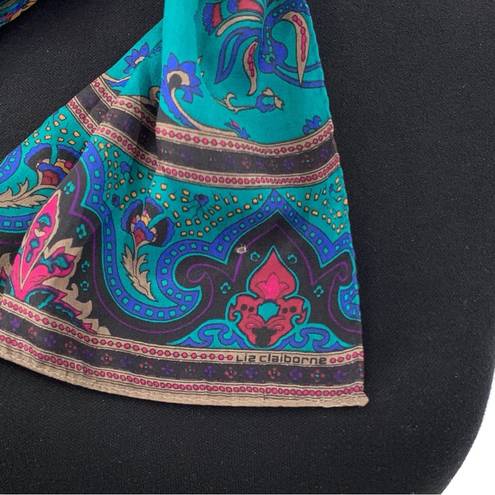 Liz Claiborne VTG  Paisley Neck Scarf Turquoise Blue