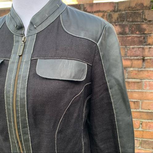 Cache  Unique Linen Leather Jacket Small S