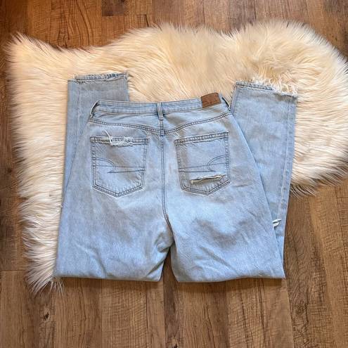 American Eagle  Light Wash Distressed Mom Jeans