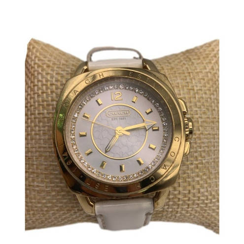 Coach  Boyfriend Gold-tone Patent Leather Ladies Wristlet Watch