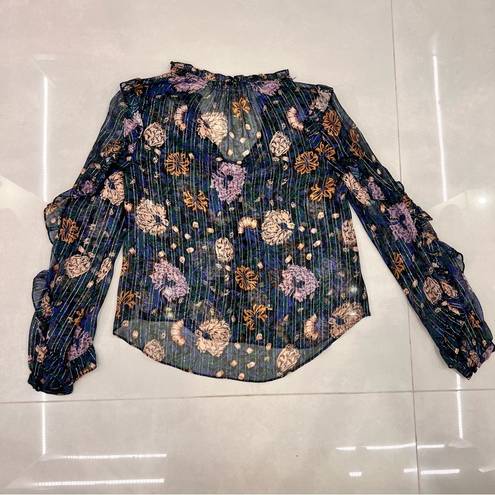 Veronica Beard 
Abra Lurex Floral Silk Blouse