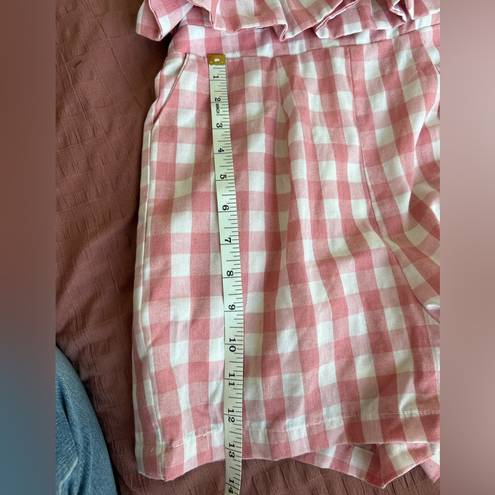 Entro  Gingham Pink & White Strapless Romper