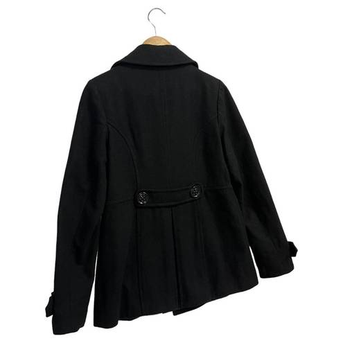 Paper Dolls Paper Doll Womens Large Wool Pea Coat Double Breasted Notched Collar Lined Black